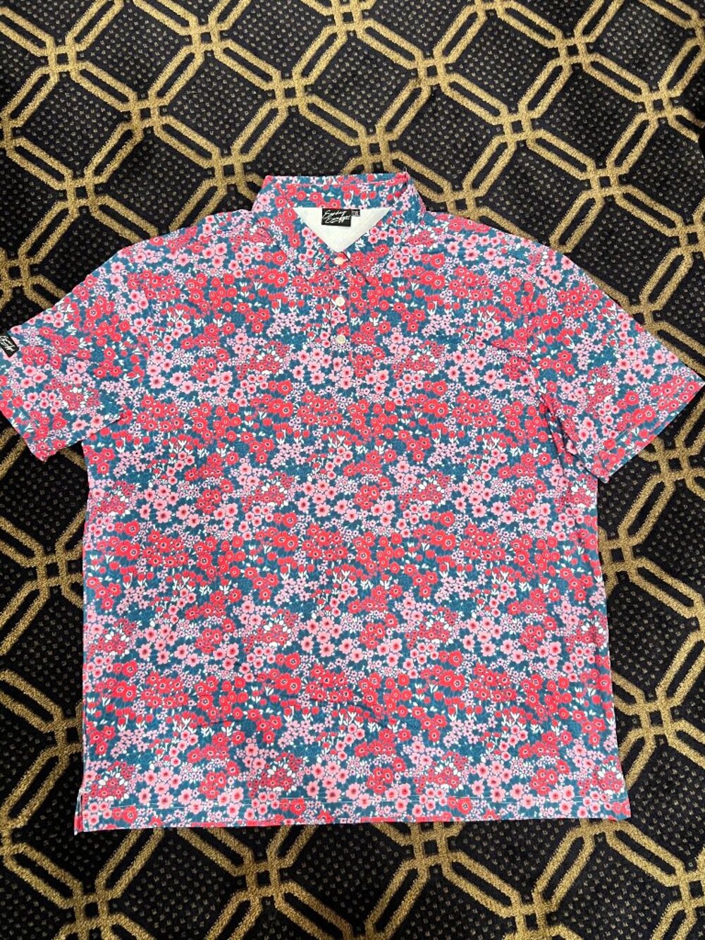 Sunday Swagger Men’s 2XL Golf Polo Blue Red Pink Floral Performance XXL